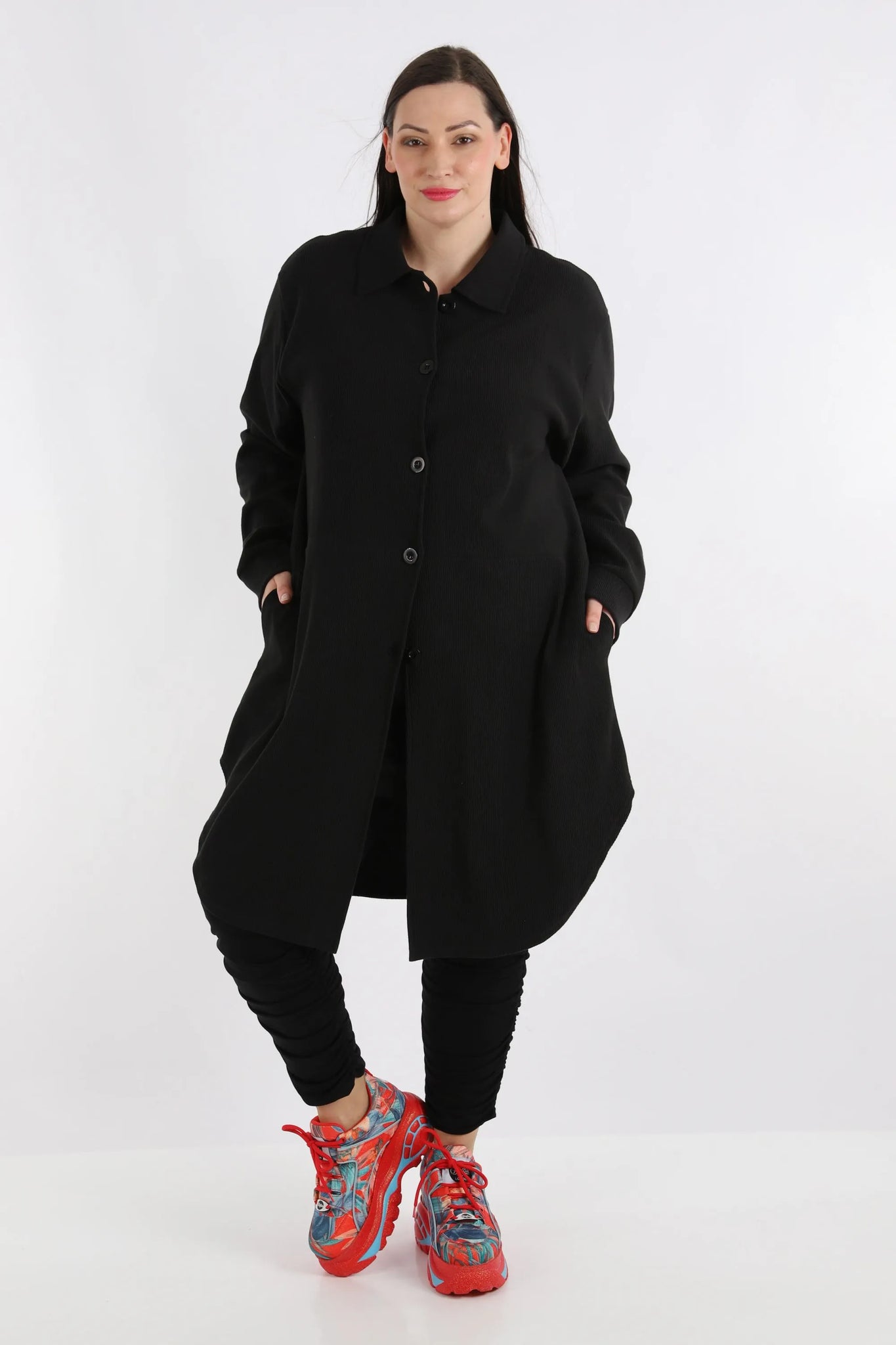 Bluse von AKH Fashion aus Baumwolle in gerundeter Form, 1252.06881, Schwarz, Ausgefallen