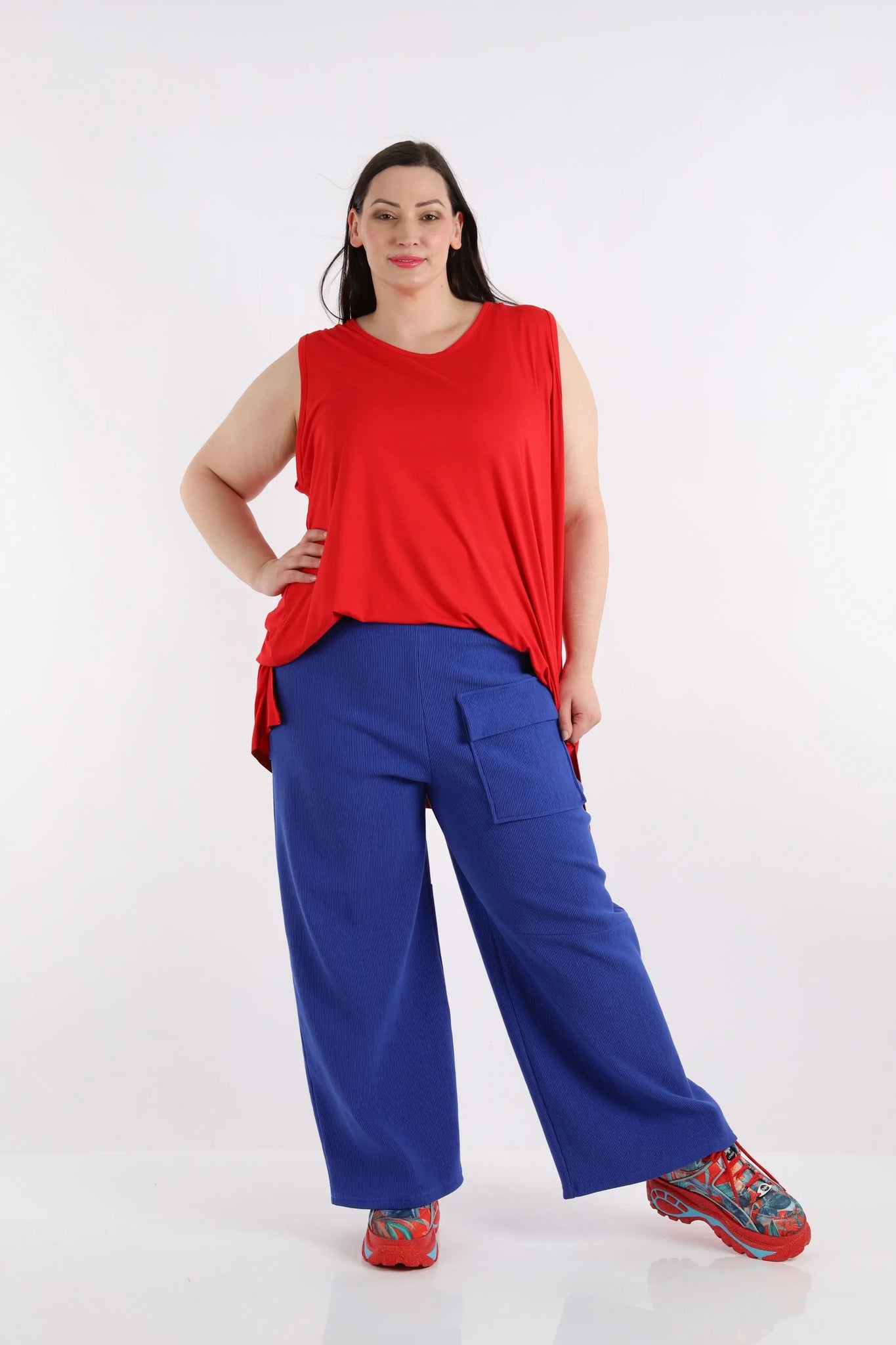 Hose von AKH Fashion aus Baumwolle in gerader Form, 1252.06907, Blau, Unifarben, Schick