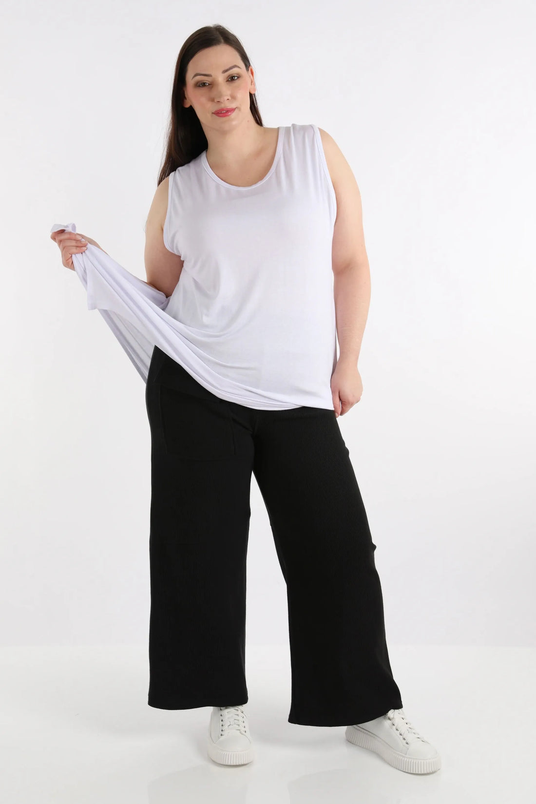 Hose von AKH Fashion aus Baumwolle in gerader Form, 1252.06907, Schwarz, Schick, Modern
