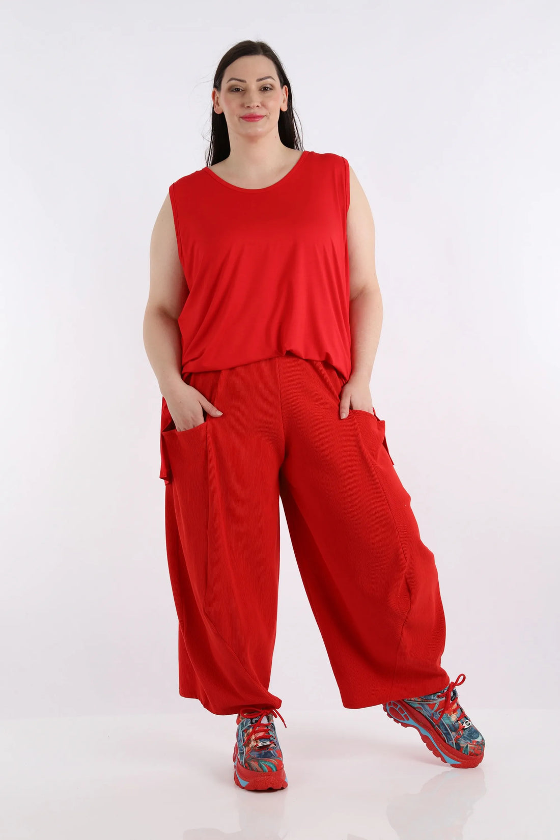 Ballonhose von AKH Fashion aus Baumwolle, 1252.08069, Rot, Unifarben, Ausgefallen, Modern