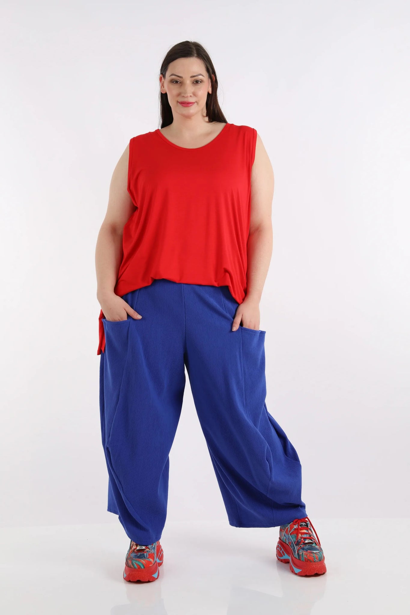 Ballonhose von AKH Fashion aus Baumwolle, 1252.08069, Blau, Unifarben, Ausgefallen, Modern