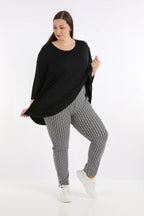  AKH Fashion Hose in gerader Form, aus Polyester, 1267.06229, Schwarz-Weiß, Muster, Schick