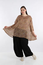  A-Form Bigshirt von AKH Fashion aus Viskose, 1279.00593, Cognac, Animal, Schick, Modern