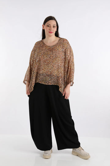  AKH Fashion Bigshirt in kastiger Form, aus Viskose, 1279.03018, Cognac, Animal, Schick