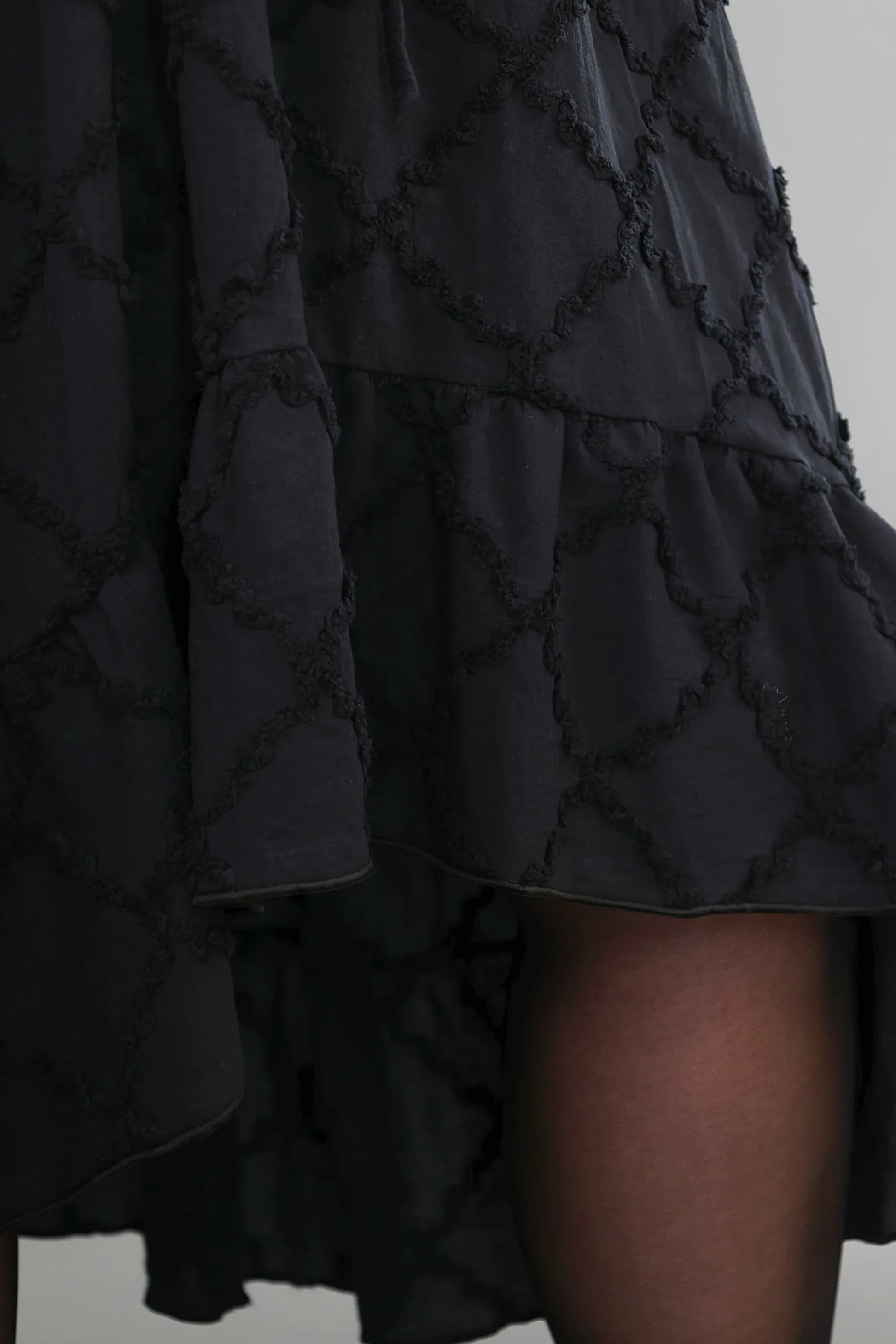  A-Form Kleid von AKH Premium aus Baumwolle, P1004.7115, Schwarz, Raute, Ausgefallen
