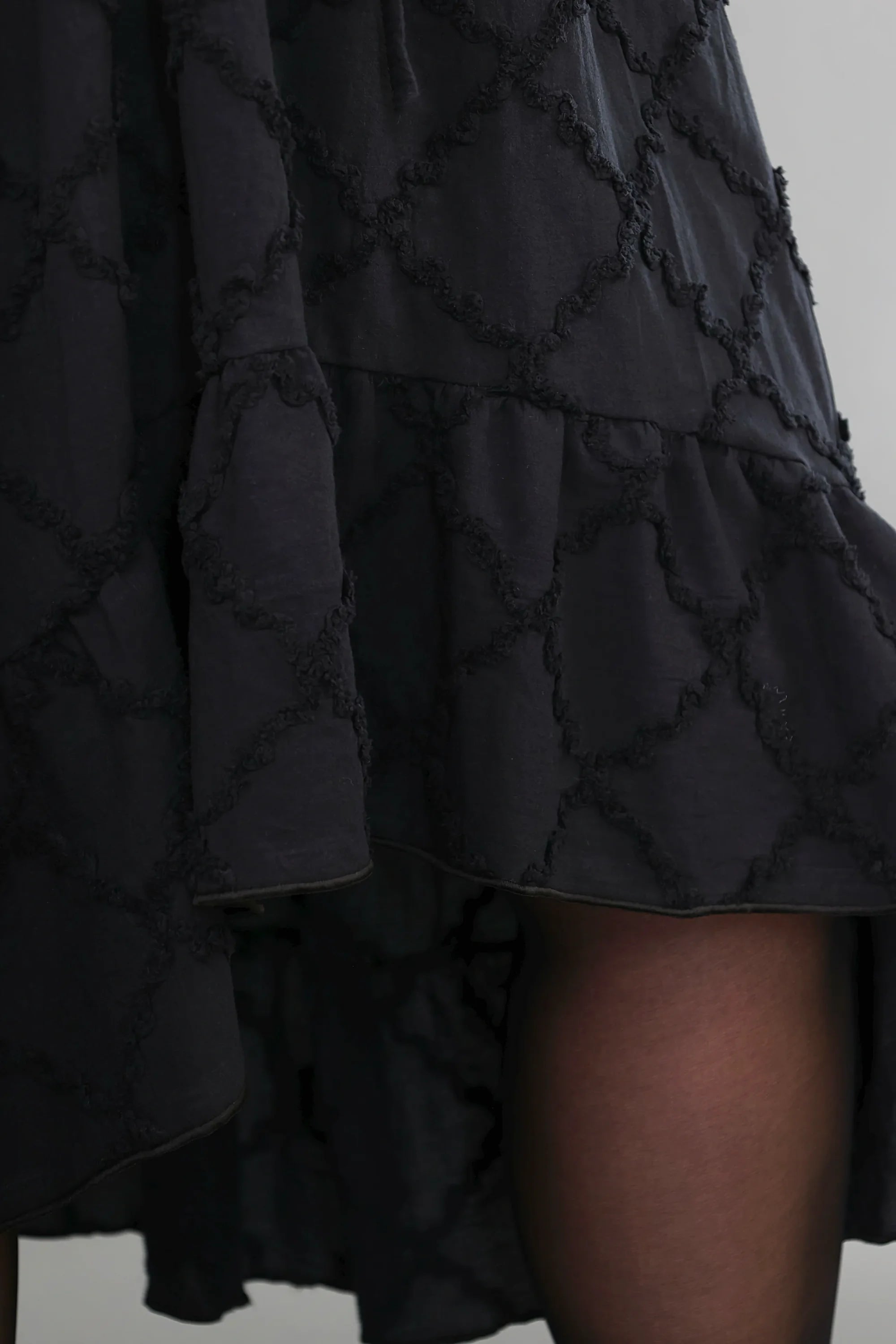  A-Form Kleid von AKH Premium aus Baumwolle, P1004.7115, Schwarz, Raute, Ausgefallen