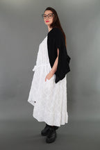  A-Form Kleid von AKH Premium aus Baumwolle, P1004.7115, Weiß, Raute, Ausgefallen, Zeitlos