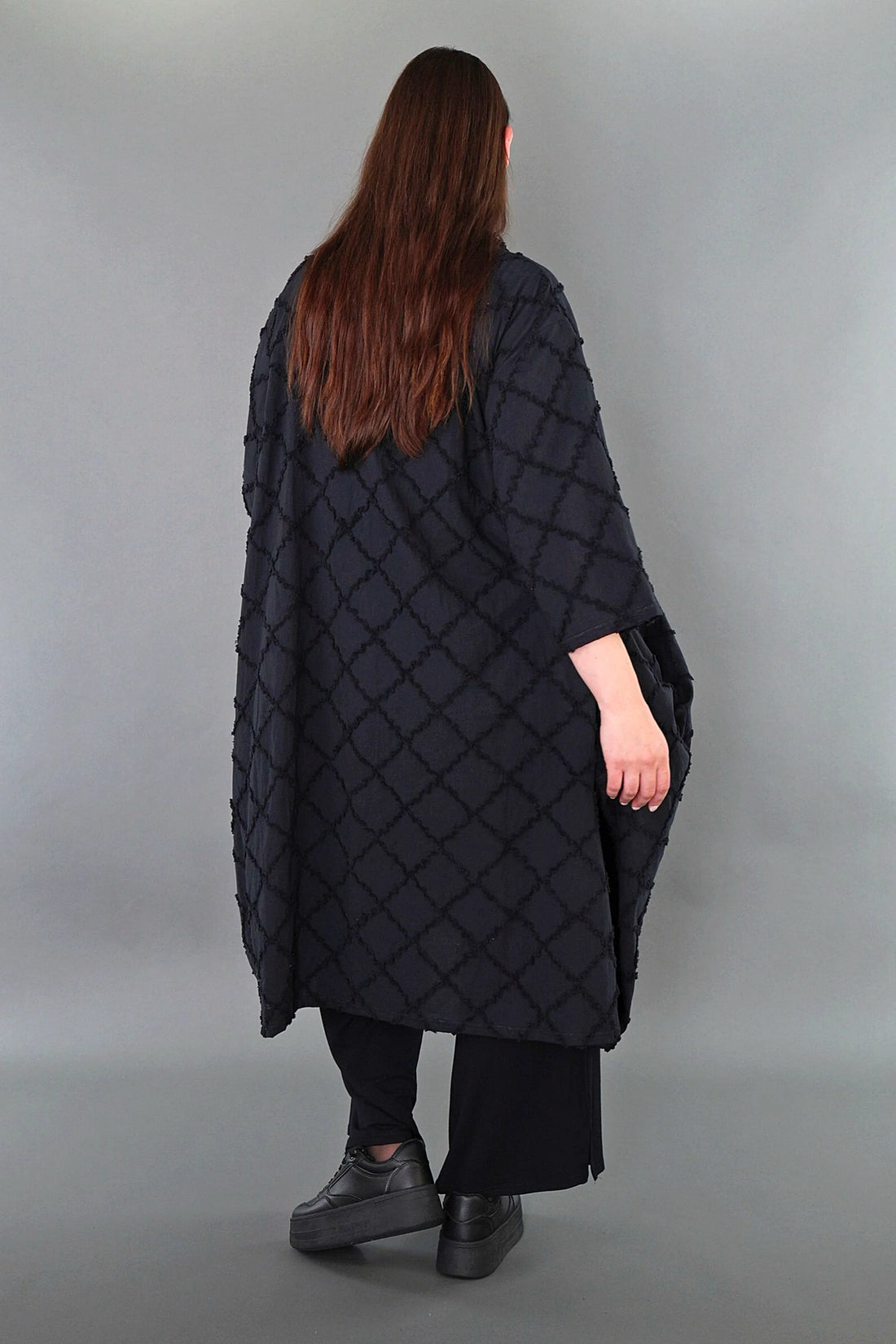  Ballon Bluse von AKH Premium aus Baumwolle, P1004.7117, Schwarz, Raute, Ausgefallen