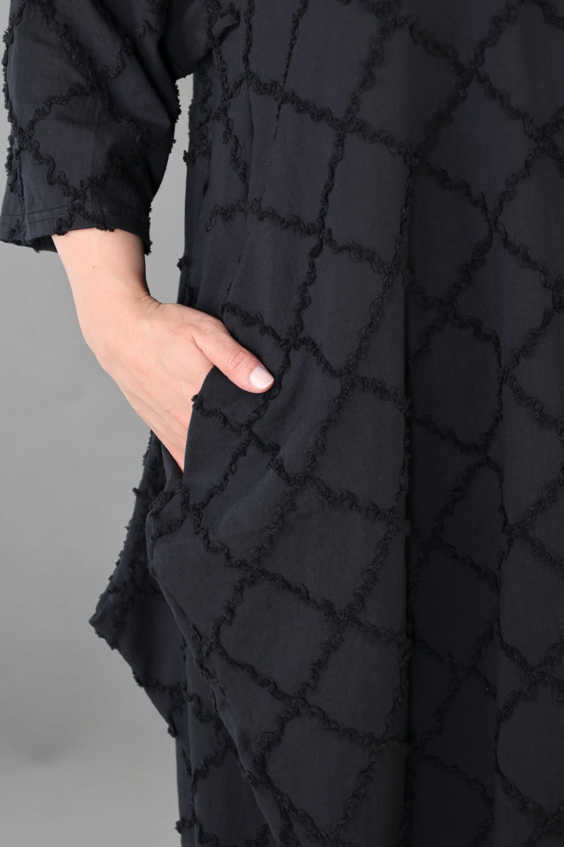  Ballon Bluse von AKH Premium aus Baumwolle, P1004.7117, Schwarz, Raute, Ausgefallen