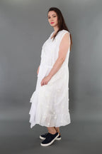  A-Form Kleid von AKH Premium aus Baumwolle, P1005.7115, Weiß, Punkte, Ausgefallen, Zeitlos