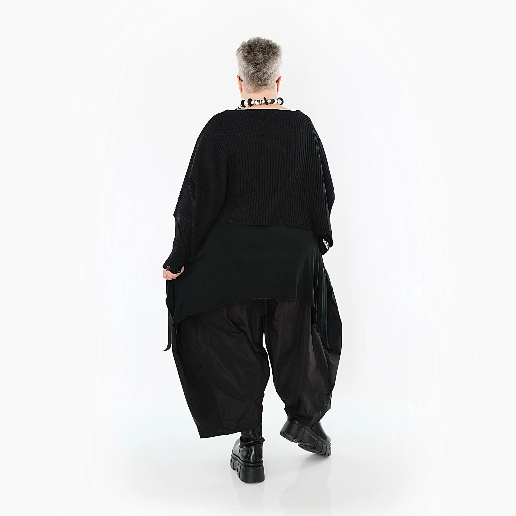  AKH Premium Überwurf in kastiger Form, aus Baumwolle, P1009.2538, Schwarz, Ausgefallen