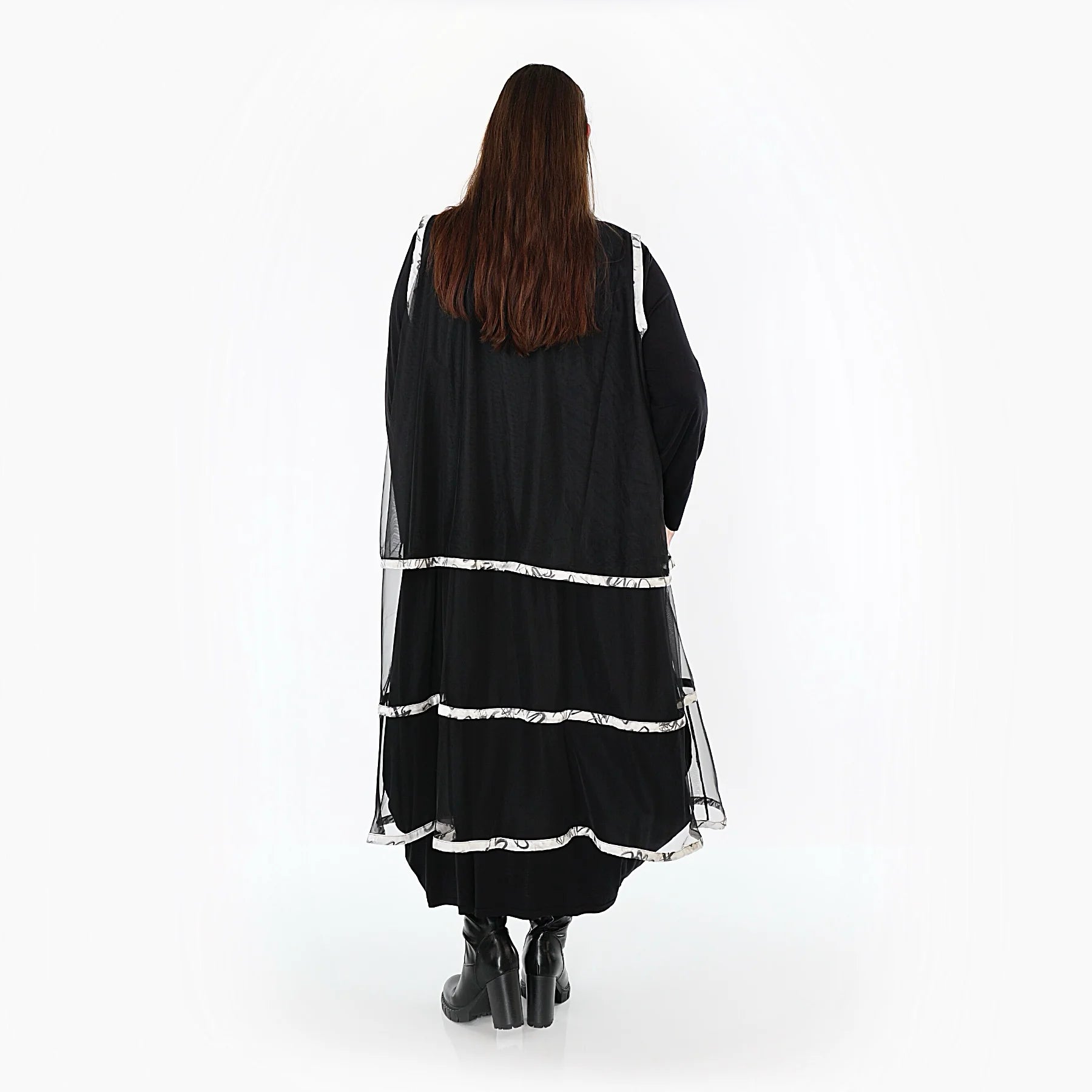  A-Form Weste von AKH Premium aus Viskose, P1010.7120, Schwarz/Weiß, Grafik, Ausgefallen