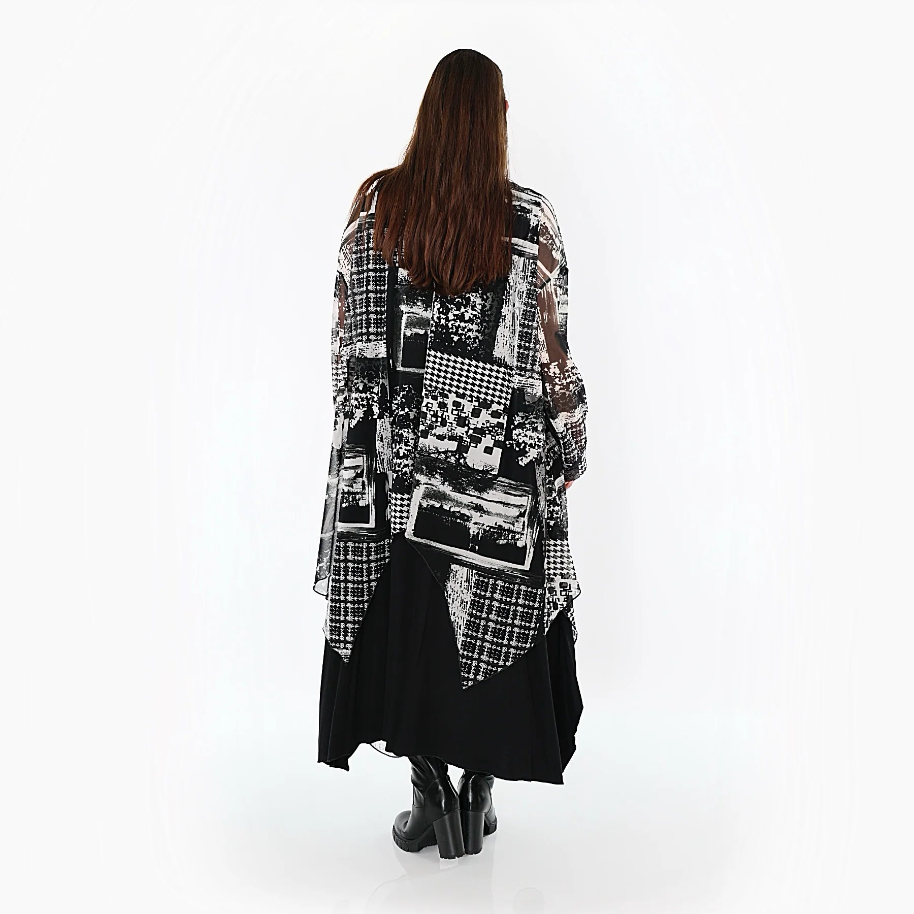  Zipfel Bluse von AKH Premium aus Viskose, P1011.7135, Weiß/Grau, Kringel, Ausgefallen