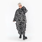  AKH Premium Bigshirt in gerader Form, aus Viskose, P1012.7142, Grau/Schwarz, Wellen, Schick