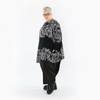  AKH Premium Bigshirt in asymmetrischer Form, aus Viskose, P1012.7143, Grau/Schwarz, Wellen