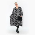  Ballonkleid von AKH Premium aus Viskose, P1012.7144, Grau/Schwarz, Wellen, Ausgefallen