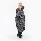  Ballonkleid von AKH Premium aus Viskose, P1012.7144, Grau/Schwarz, Wellen, Ausgefallen