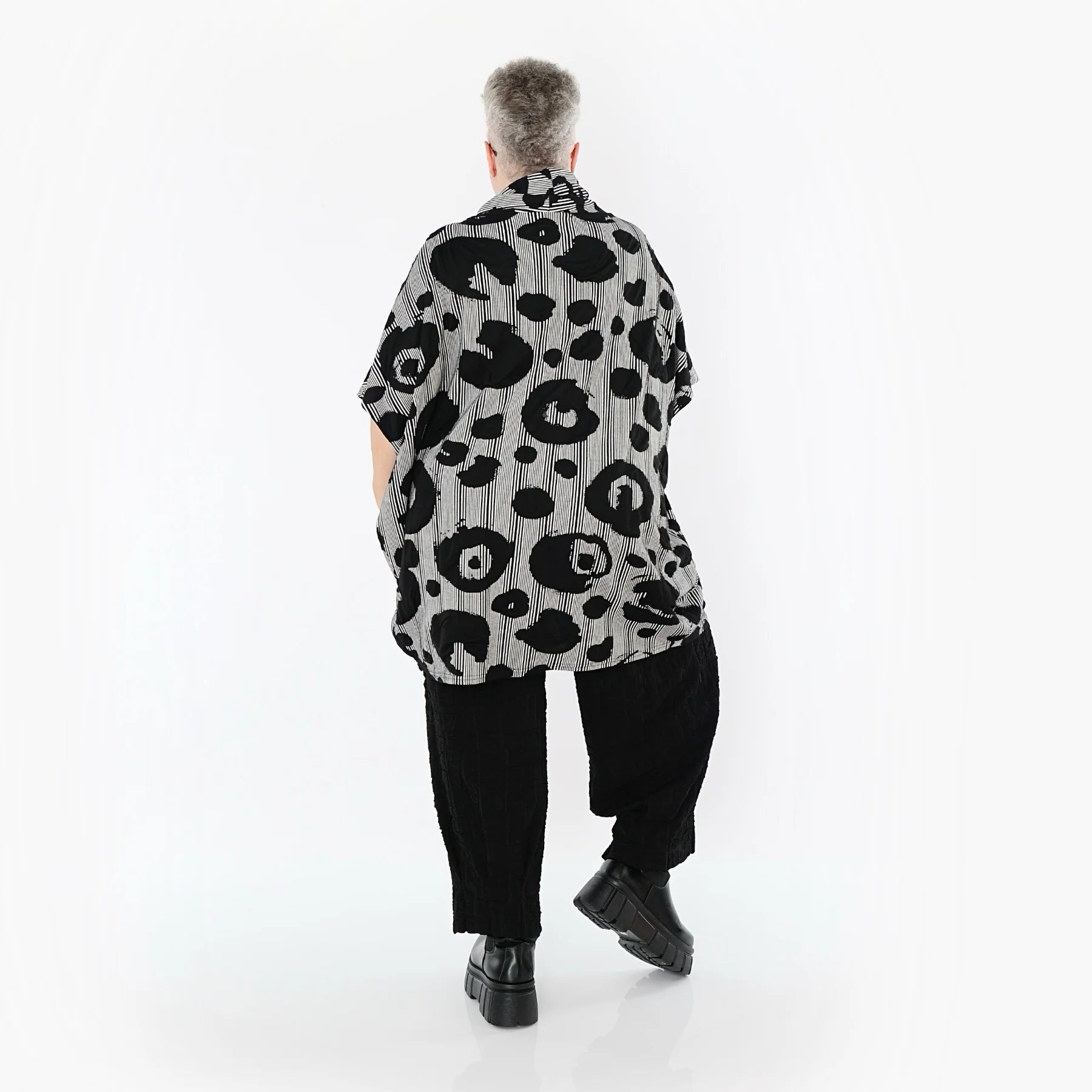  Ballon Überwurf von AKH Premium aus Viskose, P1013.7141, Schwarz/Weiß, Streifen, Schick