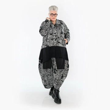  AKH Premium Jacke in gerundeter Form, aus Viskose, P1014.6910, Grau/Schwarz, Streifen