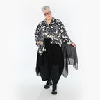  A-Form Jacke von AKH Premium aus Polyester, P1016.7147, Ecru/Schwarz, Pinselstrich, Schick