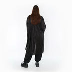  AKH Premium Bluse in Vokuhila-Form, aus Polyester, P1017.7149, Schwarz, Streifen, Schick