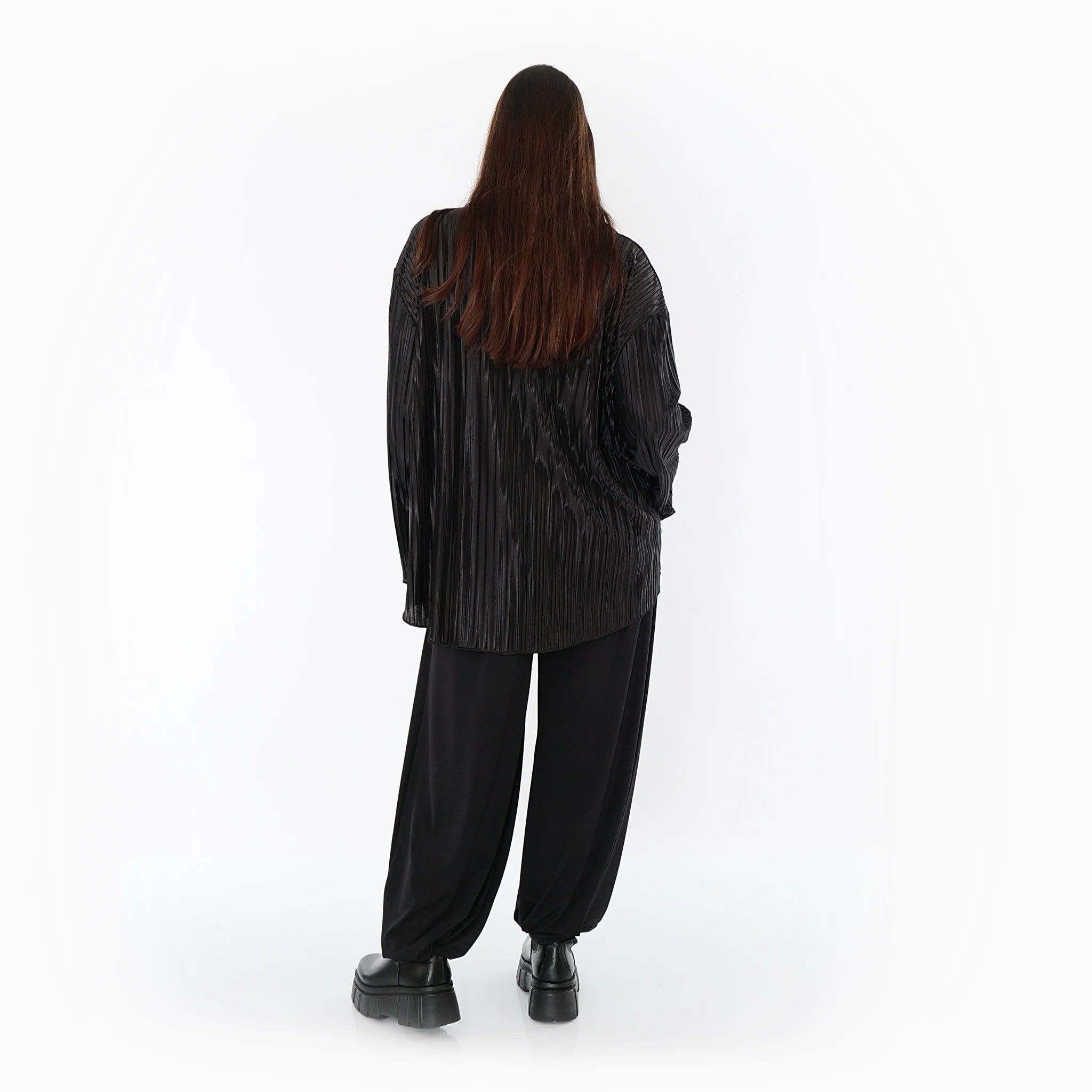  AKH Premium Bluse in gerundeter Form, aus Polyester, P1017.7151, Schwarz, Streifen, Schick