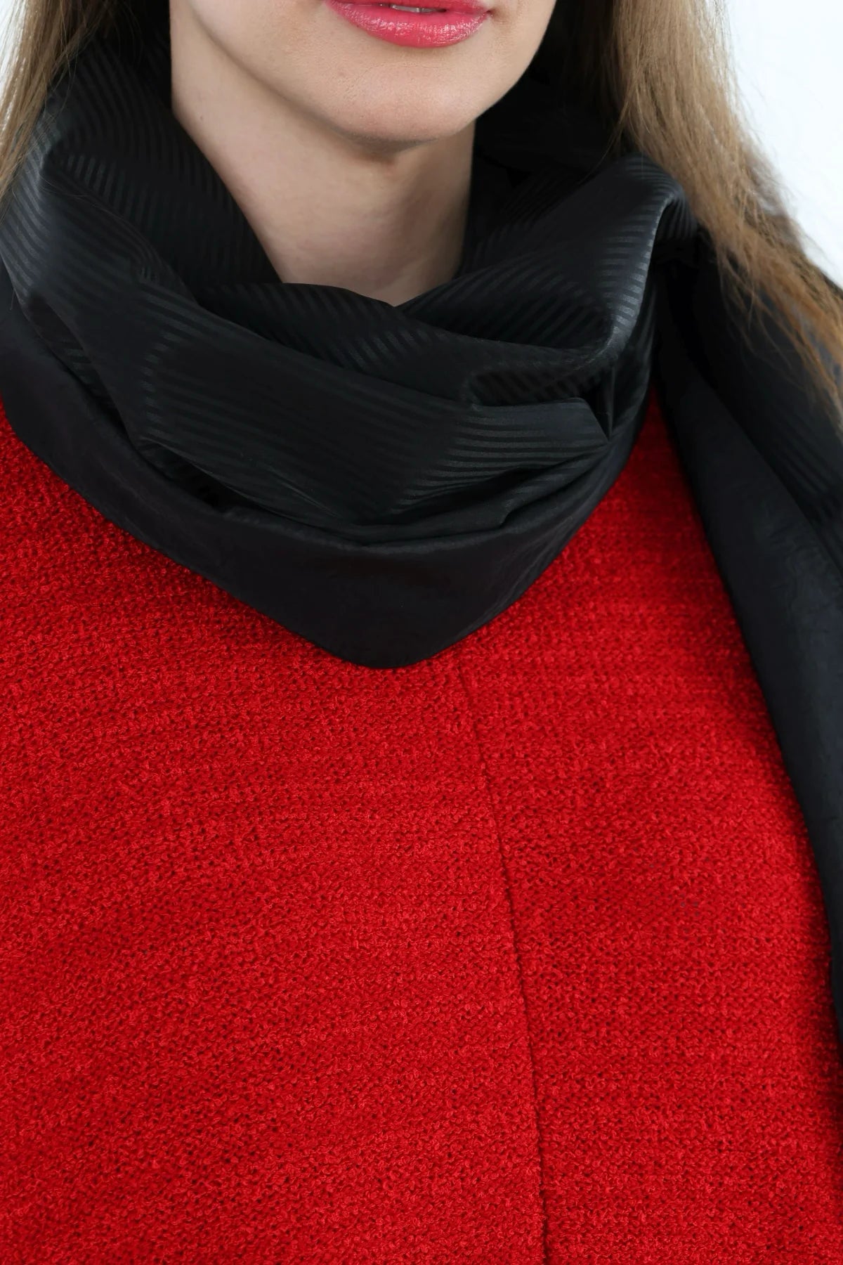  AKH Premium Schal in gerader Form, aus Viskose, P1020.0011, Schwarz, Streifen, Schick