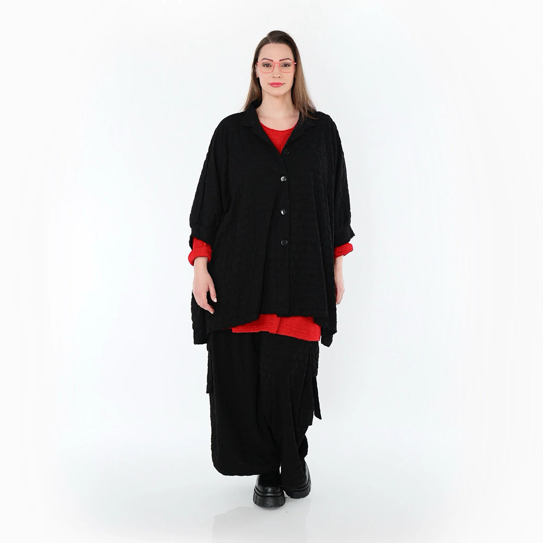  A-Form Bluse von AKH Premium aus Viskose, P1020.7116, Schwarz, Punkte, Ausgefallen, Schick