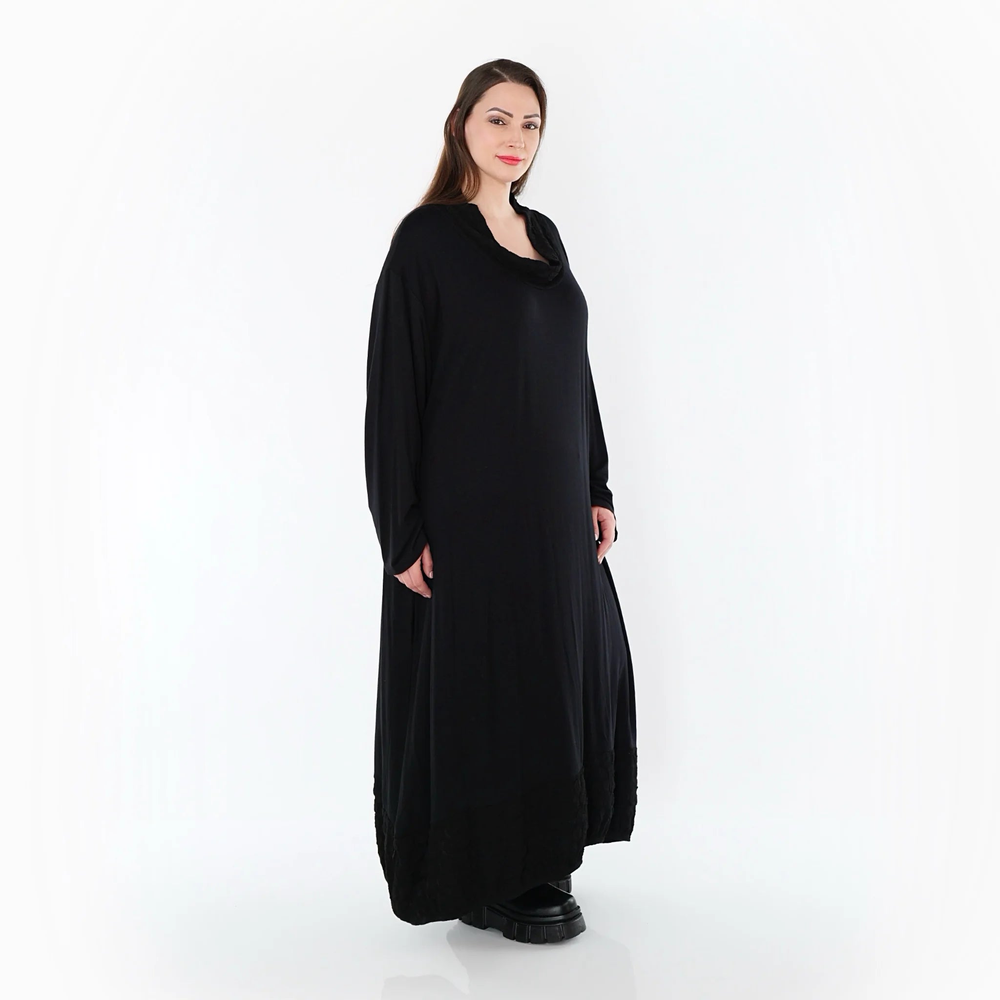 Ballonkleid von AKH Premium aus Viskose, P1020.7156, Schwarz, Punkte, Ausgefallen, Zeitlos