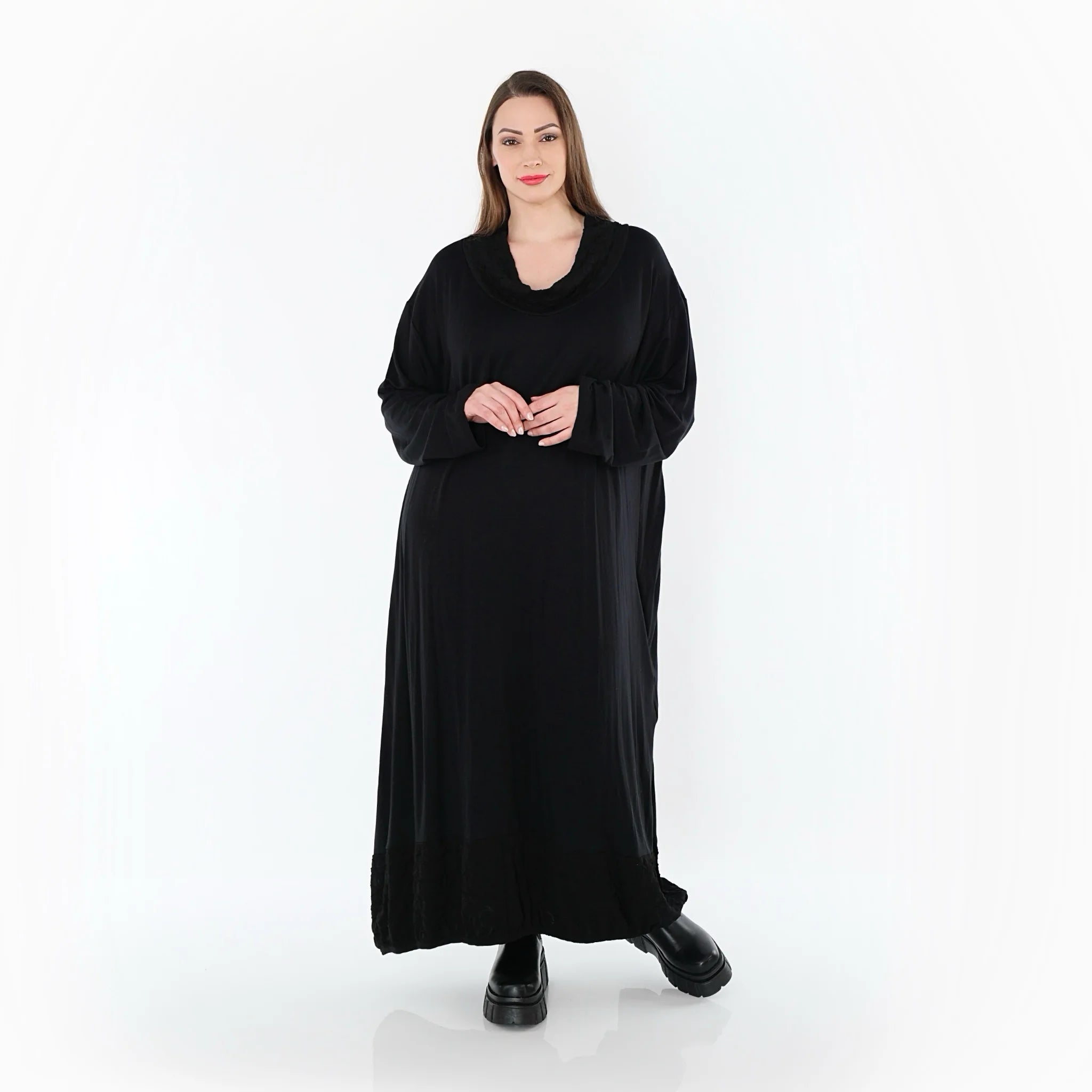 Ballonkleid von AKH Premium aus Viskose, P1020.7156, Schwarz, Punkte, Ausgefallen, Zeitlos