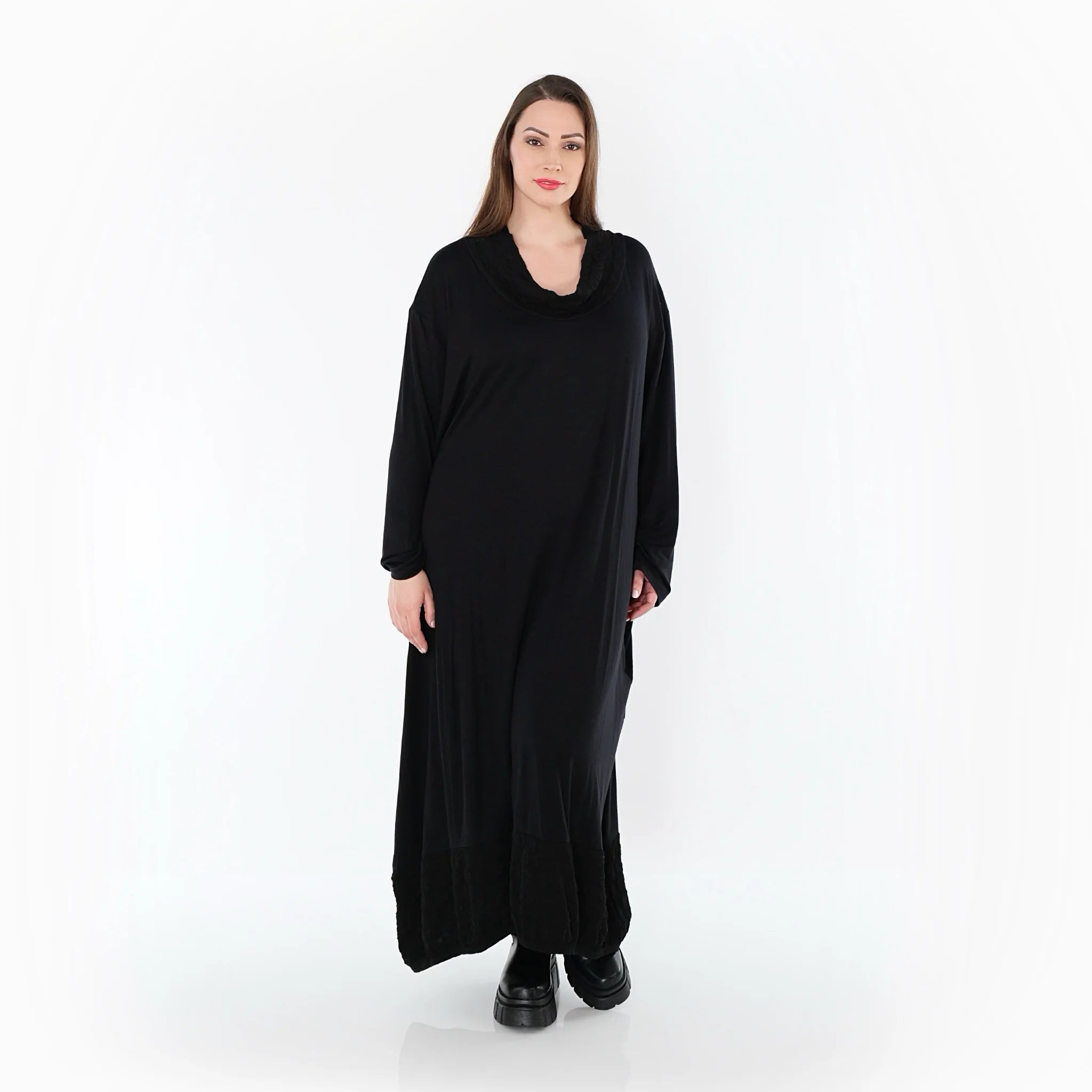 Ballonkleid von AKH Premium aus Viskose, P1020.7156, Schwarz, Punkte, Ausgefallen, Zeitlos