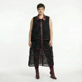  A-Form Weste von AKH Premium aus Materialmix, P1028.7120, Schwarz-Weinrot, Ausgefallen