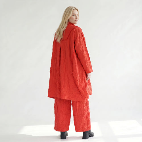 Ausgefallene Oversize Jacke im Lagenlook mit luftigem Ballonschnitt und einzigartiger Struktur, Rot