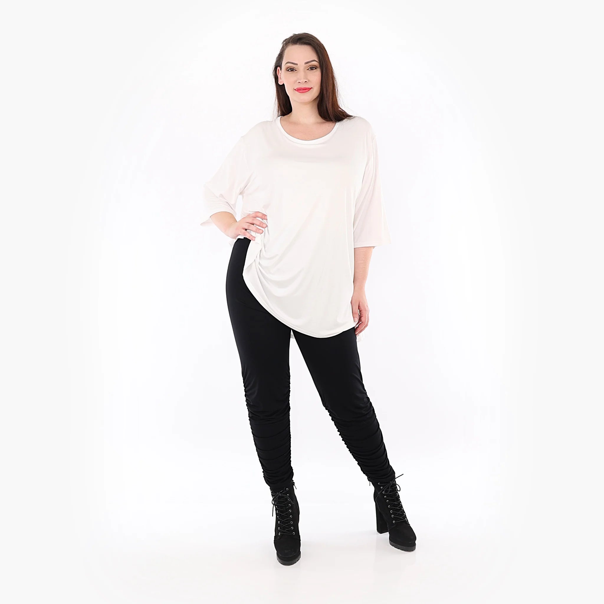  Geraffte Leggings von AKH Fashion aus Viskose, 1233.06580, Schwarz, Schick, Modern, Bequem