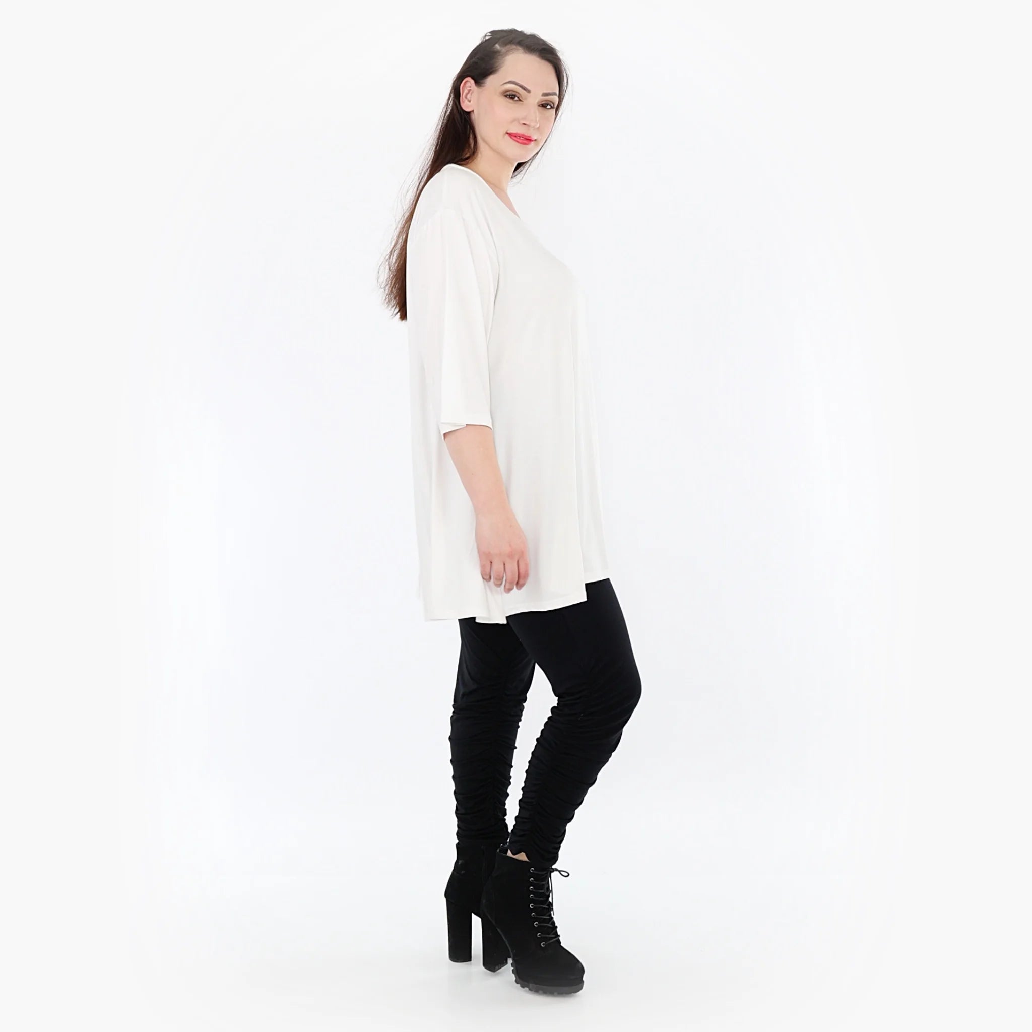  Geraffte Leggings von AKH Fashion aus Viskose, 1233.06580, Schwarz, Schick, Modern, Bequem