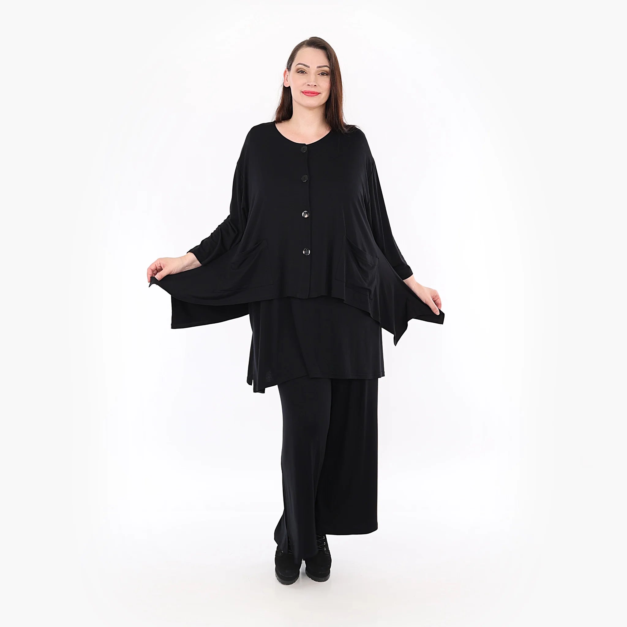  A-Form Jacke von AKH Fashion aus Viskose, 1233.00118, Schwarz, Schick, Modern, Bequem