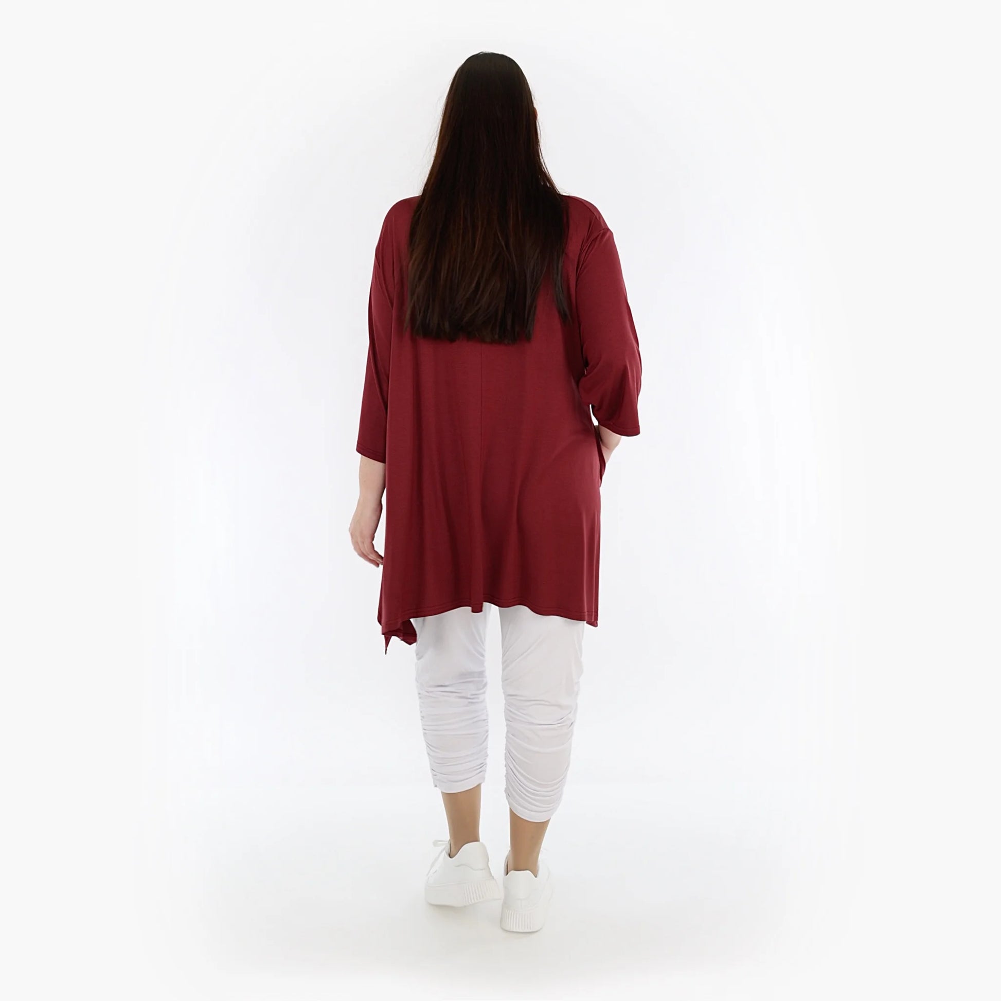  A-Form Shirt von AKH Fashion aus Viskose, 1233.01019, Burgundy, Unifarben, Schick, Modern