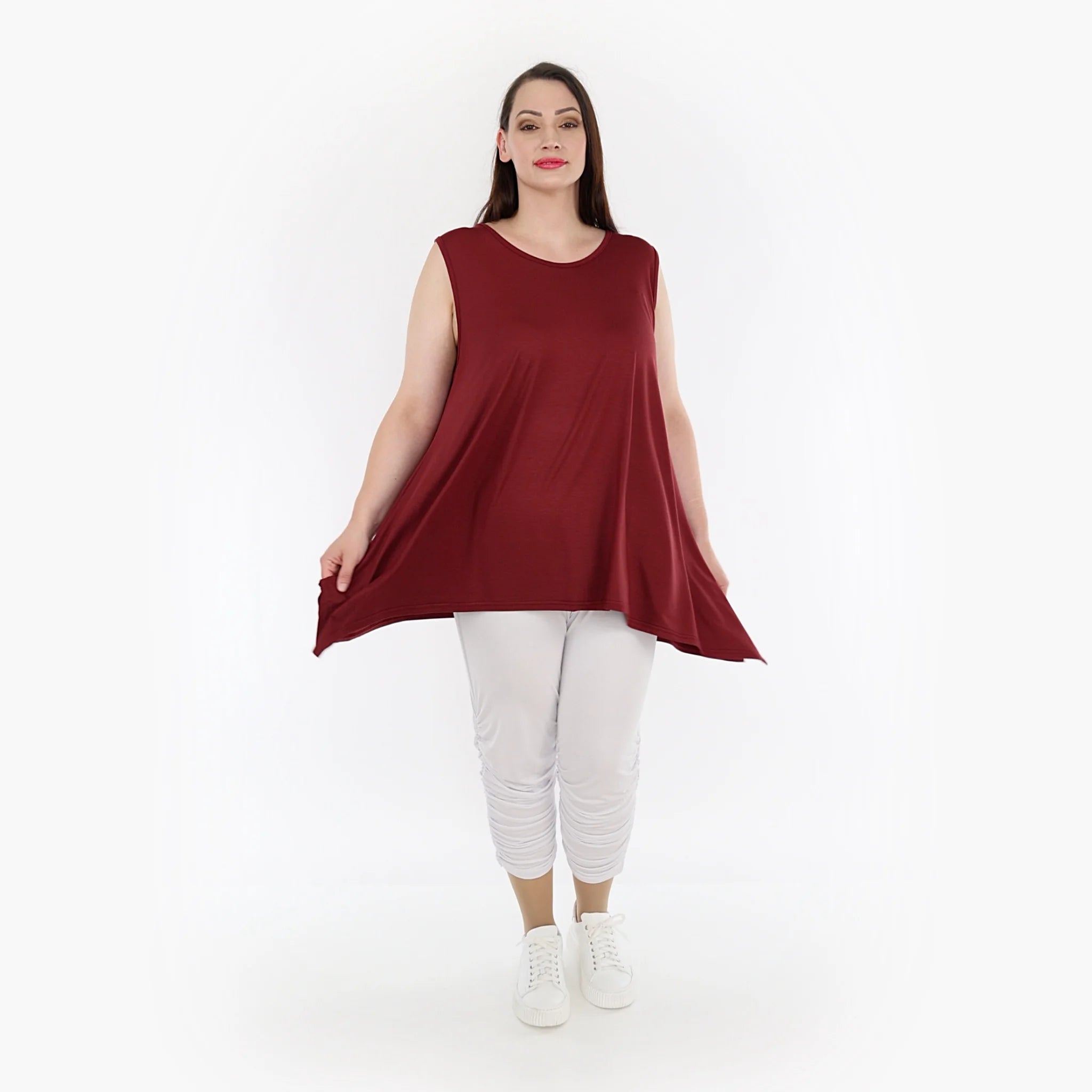  A-Form Top von AKH Fashion aus Viskose, 1233.03071, Burgundy, Unifarben, Schick, Modern