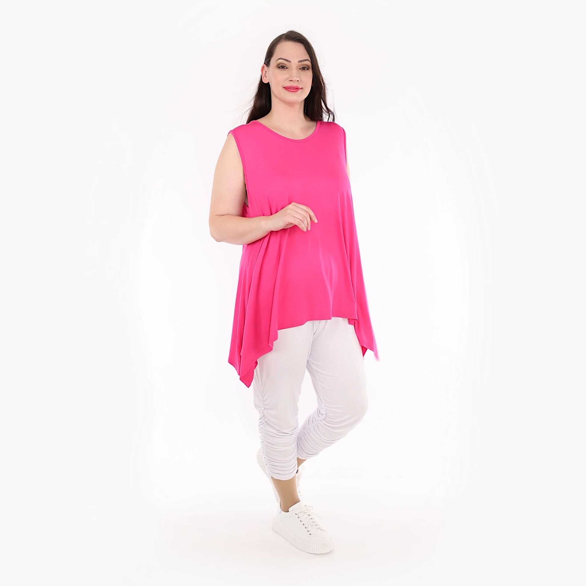  A-Form Top von AKH Fashion aus Viskose, 1233.03071, Fuchsia, Unifarben, Schick, Modern