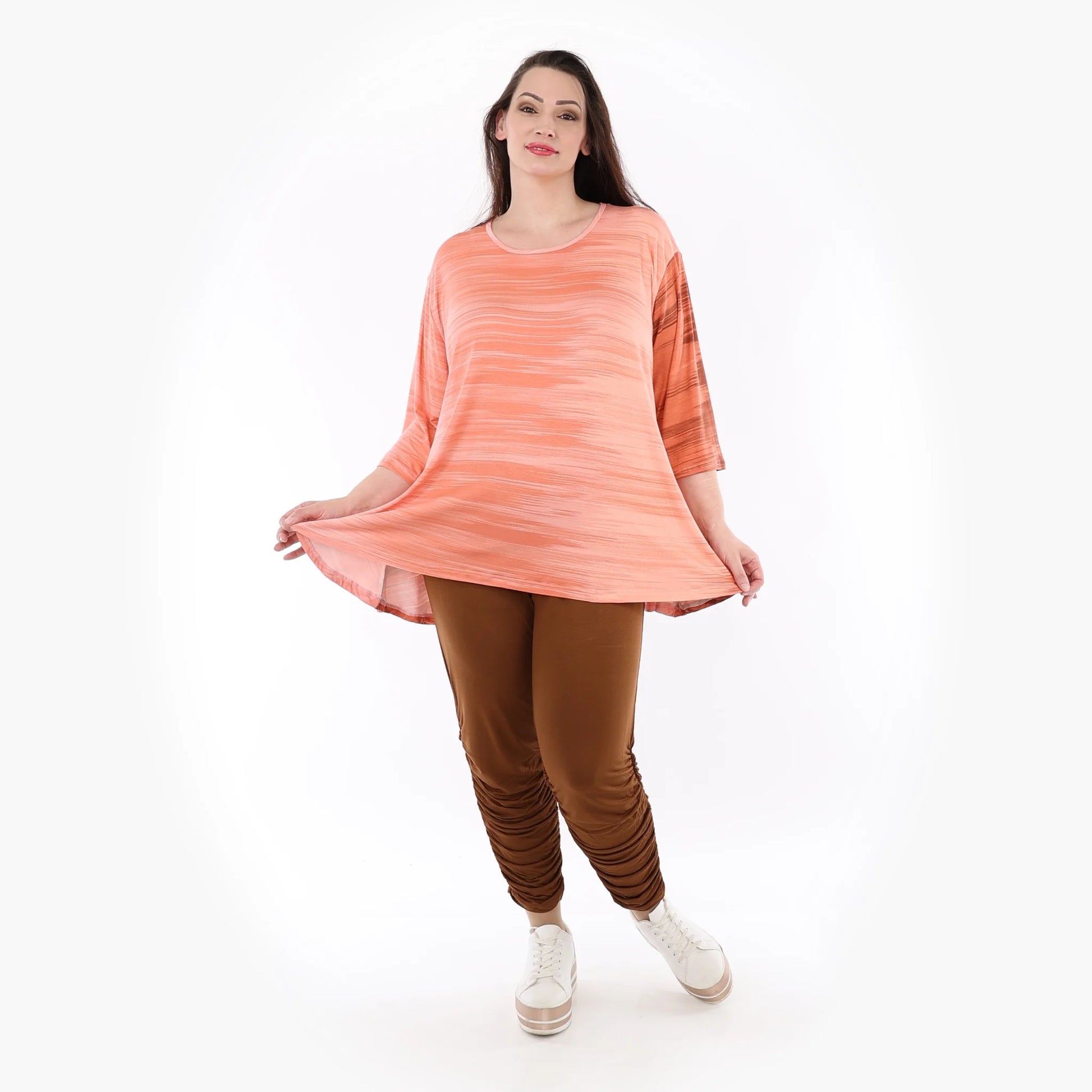  Shirt von AKH Fashion aus Viskose in Glocken-Form, 1249.01892, Koralle-Orange, Ausgefallen