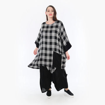  Bigshirt von AKH Fashion aus Viskose in kastiger Form, 1269.06925, Grau-Weiß-Schwarz, Schick