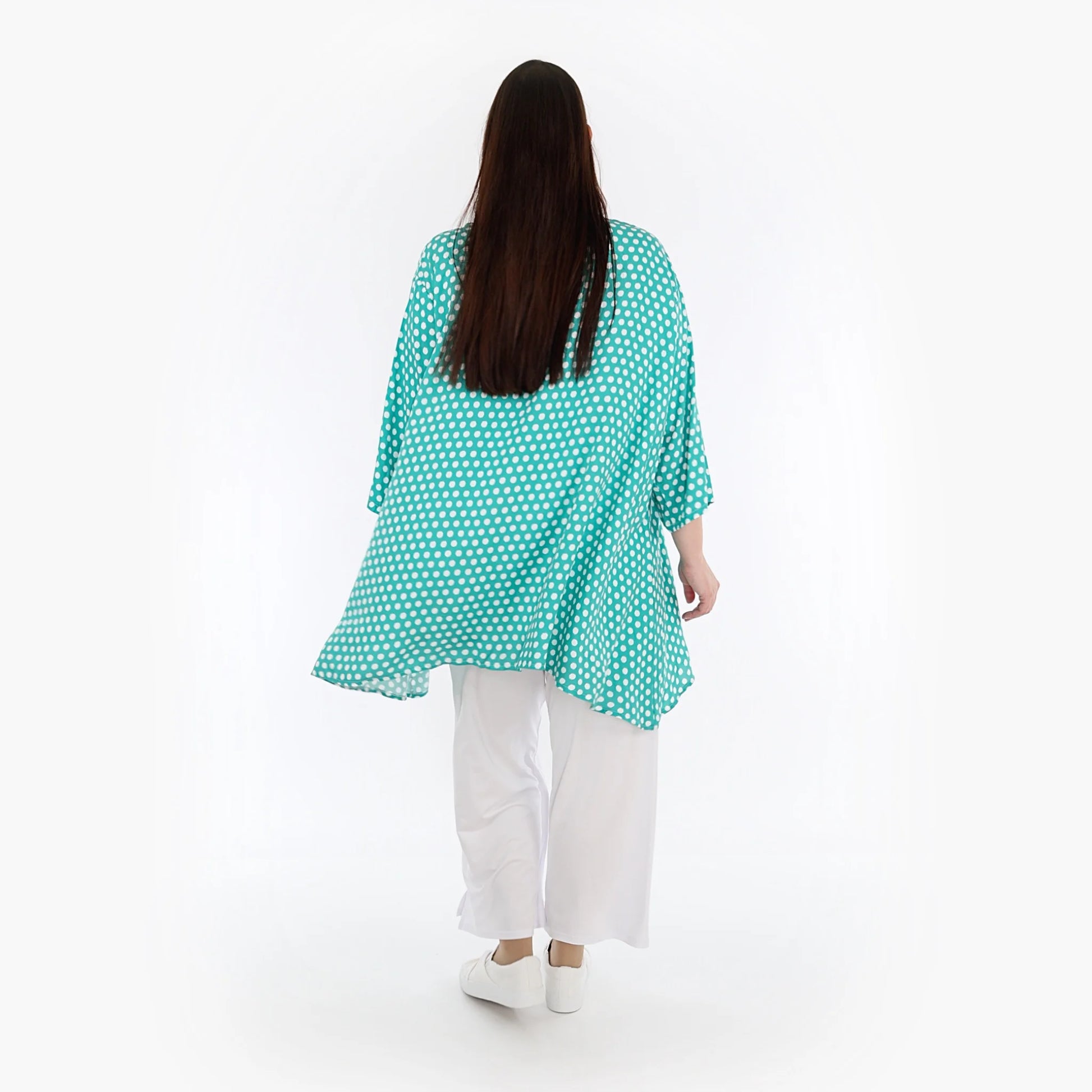  A-Form Bigshirt von AKH Fashion aus Viskose, 1273.00593, Mint-Weiß, Unifarben, Ausgefallen