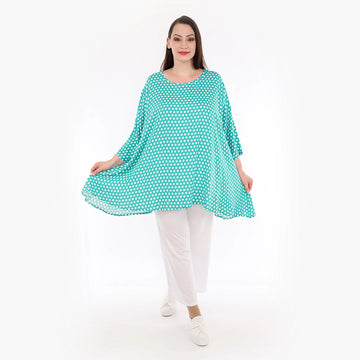  A-Form Bigshirt von AKH Fashion aus Viskose, 1273.00593, Mint-Weiß, Unifarben, Ausgefallen