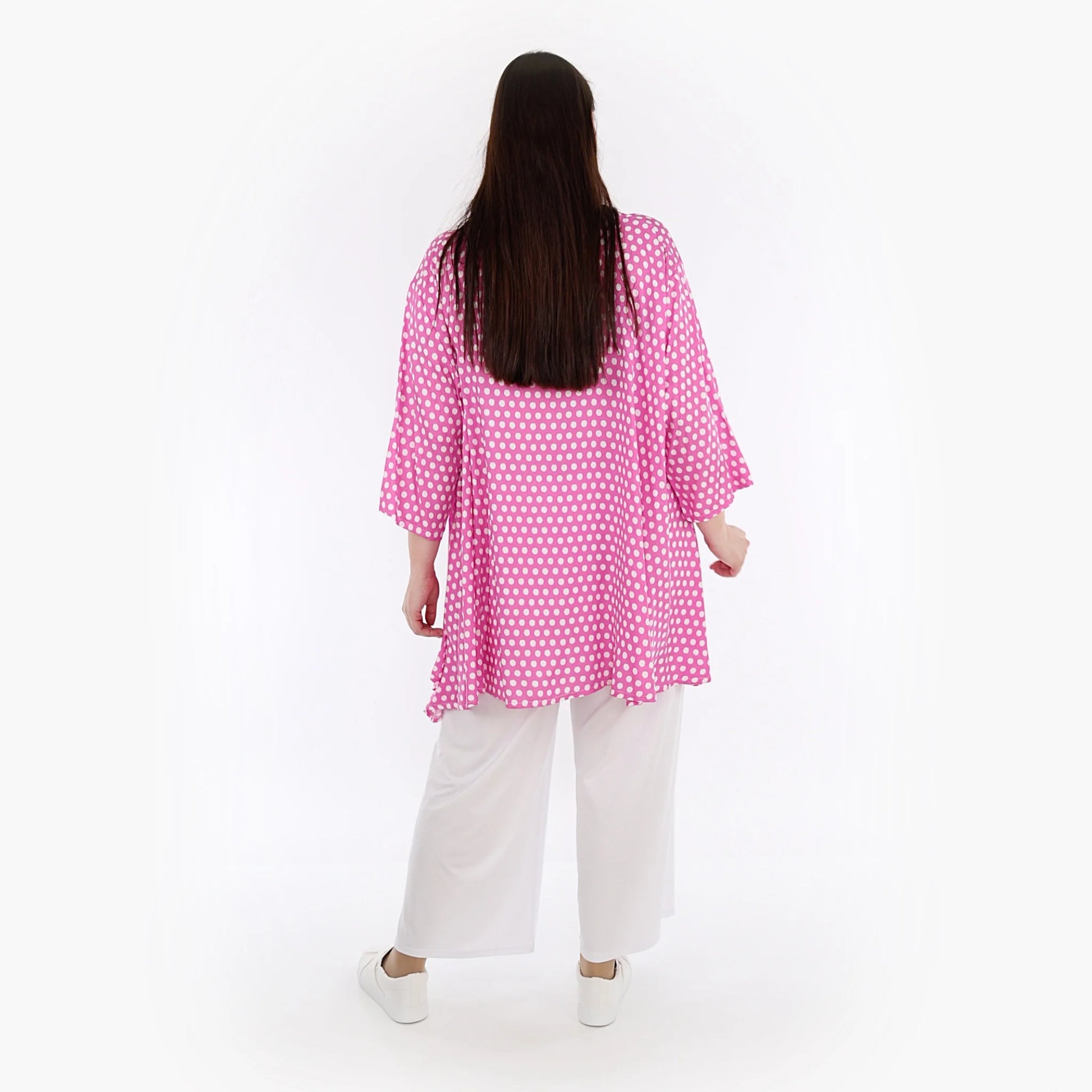  A-Form Bigshirt von AKH Fashion aus Viskose, 1273.00593, Pink-Weiß, Unifarben, Ausgefallen