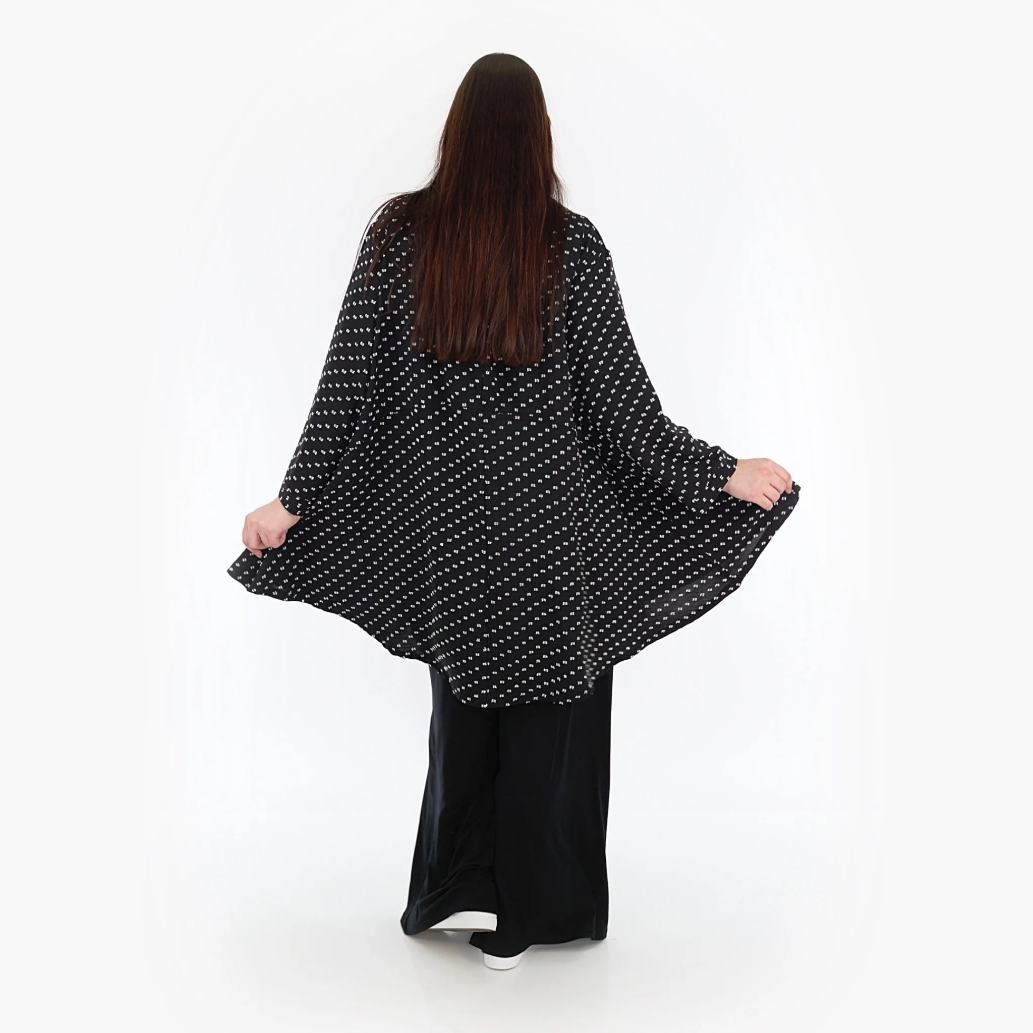  AKH Fashion Jacke in Glocken-Form, aus Viskose, 1315.06940, Schwarz-Weiß, Schick, Modern