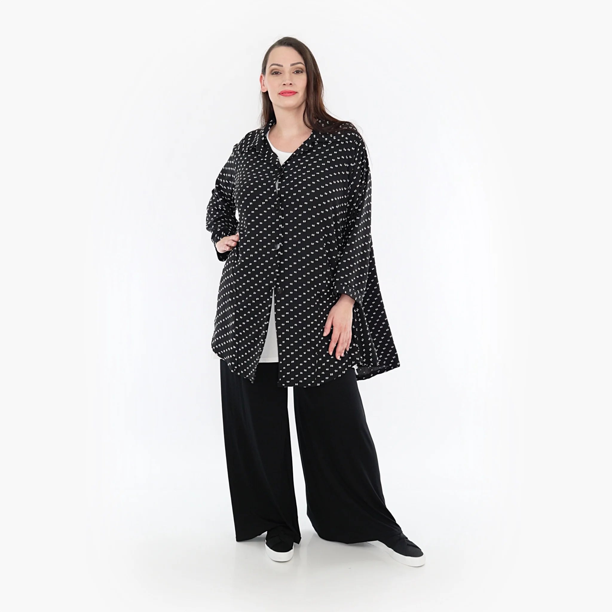  AKH Fashion Jacke in Glocken-Form, aus Viskose, 1315.06940, Schwarz-Weiß, Schick, Modern