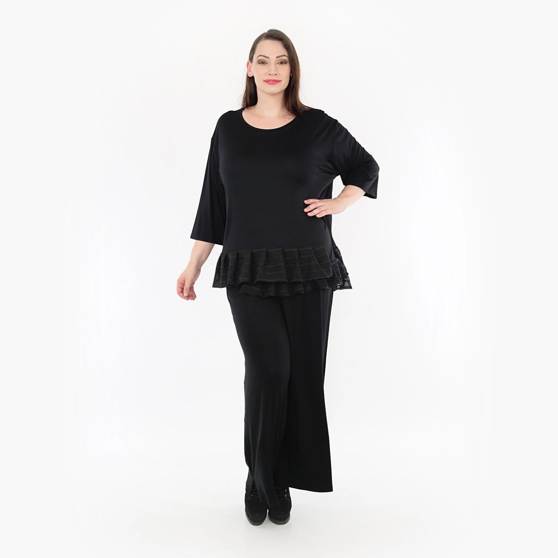  A-Form Shirt von AKH Fashion aus Materialmix, 1316.06923, Schwarz, Streifen, Ausgefallen