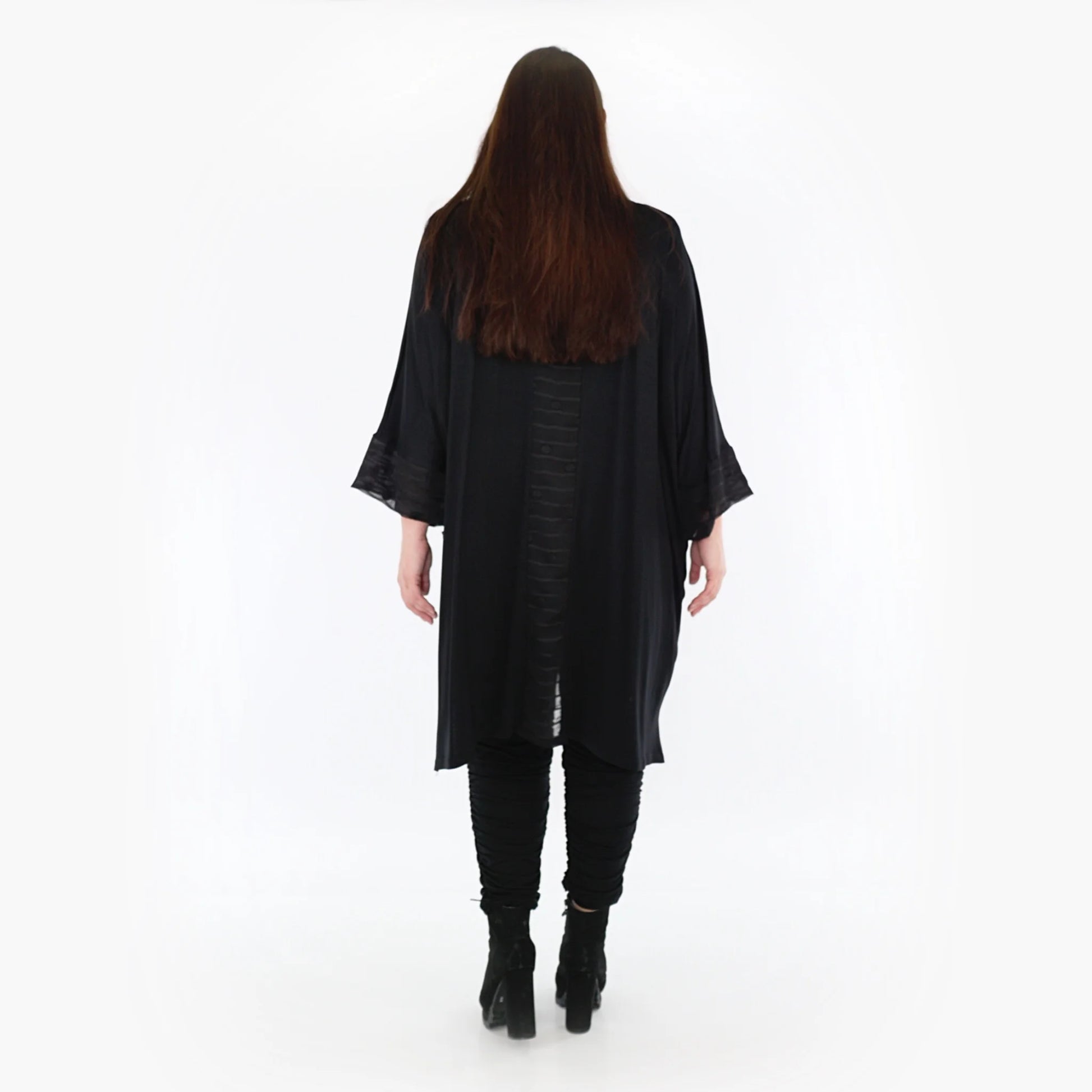  Bigshirt von AKH Fashion aus Materialmix in kastiger Form, 1316.06925, Schwarz, Ausgefallen