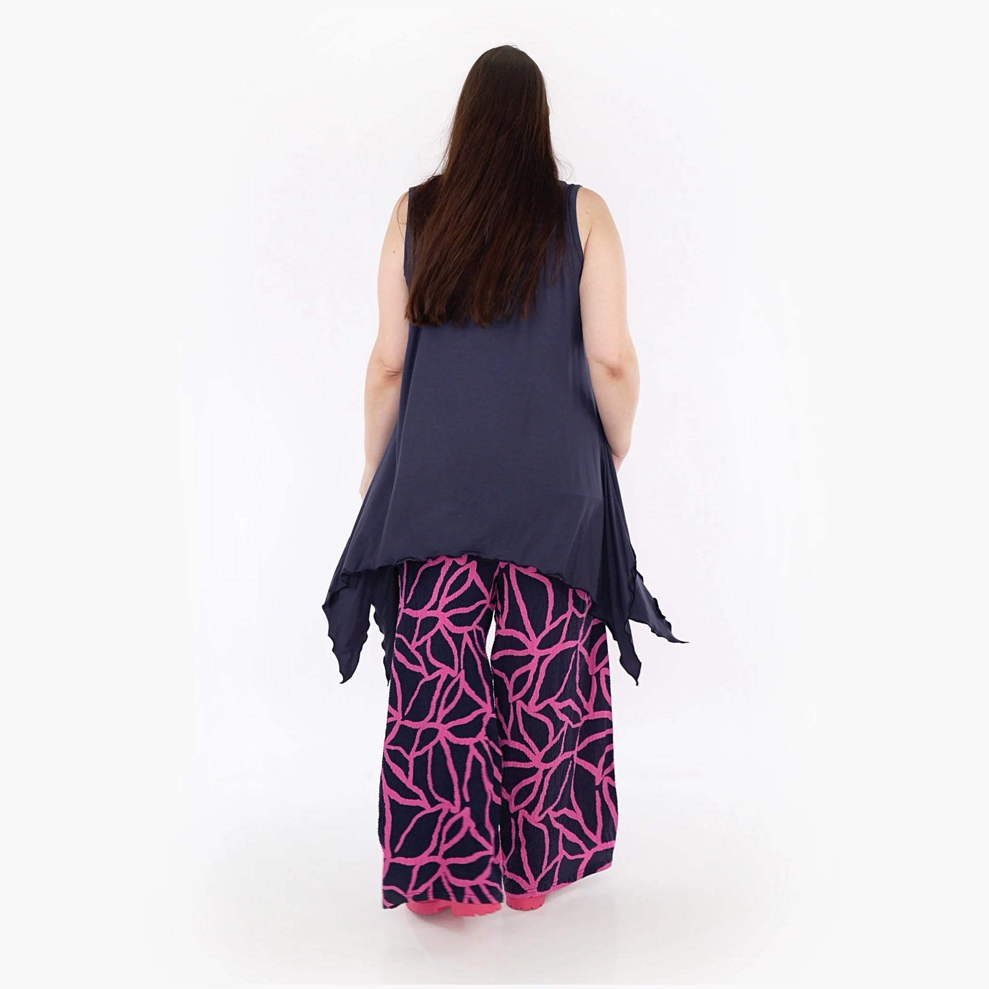  Hose von AKH Fashion aus Viskose in gerader Form, 1317.06927, Marine-Fuchsia, Ausgefallen