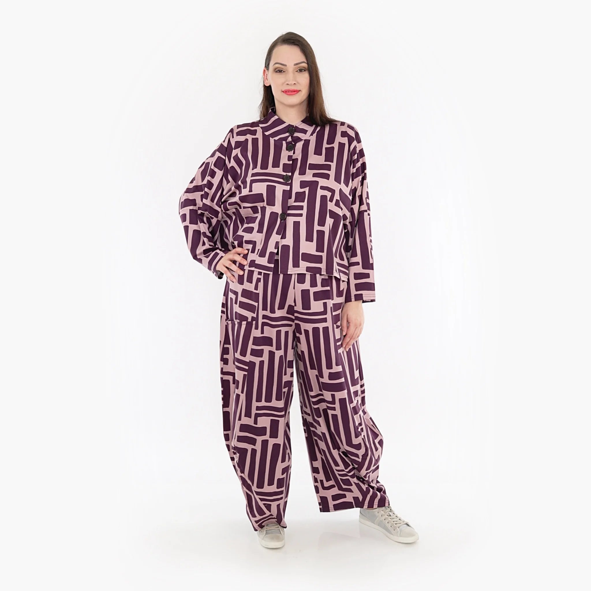  AKH Fashion Jacke in kastiger Form, aus Viskose, 1318.06929, Beere-Rosa, Schick, Modern